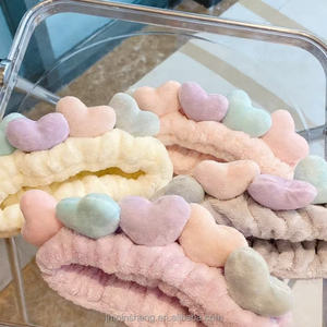 Fasce per Capelli e Accessori da Spa e Yoga per Donne e Ragazze, Personalizzabili, Colorate, a Forma di Cuore, in Flanella Pelosa, Stile Dolce ed Elastico - Product Image 5