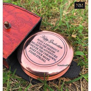 Boussole en laiton ALFA NAUTICAL, style nautique, citation de remise de diplôme, portable, format de poche 2 pouces, guide de randonnée, cadeau - Product Image 4