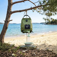 Sac de douche pliable portable 20L pour camping en extérieur avec chauffe-eau solaire et pomme de douche pour utilisation en autonomie