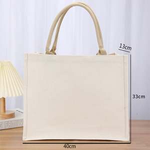 Sac de plage en toile de jute de grande taille avec poignées en coton doux pour les voyages, design personnalisé - Product Image 2