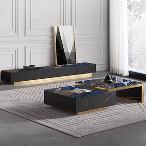 Mesa de Centro de Melamina MDF de Diseño <span class=keywords><strong>Simple</strong></span>, Color Negro, Mesa de Té para Sala de Estar - Product Image 1