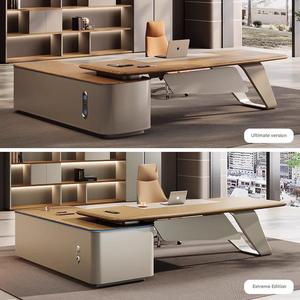 Juego de mesa y silla de oficina de jefe de lujo, muebles de oficina de madera de nuevo diseño, escritorio de oficina ejecutivo en forma de <span class=keywords><strong>L</strong></span> de diseño moderno, escritorio Ceo - Product Image 3