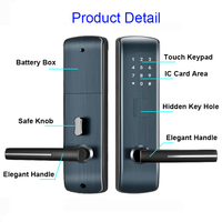 Cerradura Inteligente de Aleación de Zinc con RFID para Puertas de Hogares, Apartamentos y Oficinas, con Desbloqueo por Código, Tarjeta y Llave, de Bajo Consumo Energético