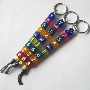 Custom Plastic dice cube bead alphabet letters magic crystal cube keychain