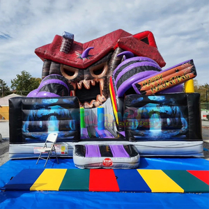 Dual lane <b>large</b> outdoor <b>inflatable</b> amusement park halloween theme huanted house slide for party - Product Image 1