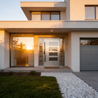 Portes d'entrée de villa de luxe, portes extérieures en aluminium, portes pivotantes modernes en acier inoxydable, portes d'entrée résidentielles