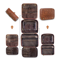 Trousse de toilette de voyage imperméable Pochette de maquillage pour homme Sacs à cosmétiques de luxe en similicuir pour homme