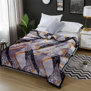 FY Logo personnalisé flanelle polaire bleu marron <span class=keywords><strong>noir</strong></span> blocs géométriques ligne impression chaud doux canapé jeter des couvertures pour l'hiver - Product Image 4