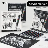 Direct étudiant Art point culminant stylo liquide pointe souple noir blanc acrylique marqueur dessiné à la main bricolage Graffiti plastique Air effaçable