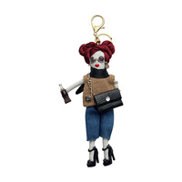 Sac bandoulière en peluche style coréen pour filles, porte-clés de voiture, ensemble de tenue de poupée créative, porte-clés, breloque tendance, cadeau