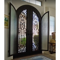 Porte d'entrée principale en fer forgé isolée avec verre de sécurité, double entrée en fer pour entrée/hôtel/villa – Direct Usine