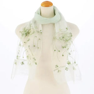 Écharpe châle entièrement équipée, brodée, en coton véritable, pour femme et unisexe, longue écharpe en fil de coton véritable - Product Image 4