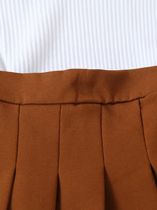 Conjunto de Ropa de Verano 2022 para Niñas Pequeñas, 2 Piezas, Chaleco sin Mangas con Cuello Camisero y Falda Plisada - Product Image 5