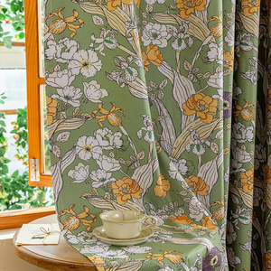 Illustration de fleurs sauvages impression thème automnal vintage ambiance de ferme, traitements de fenêtre 2 panneaux ensemble pour salon ou chambre - Product Image 2