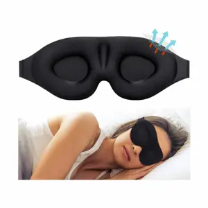 Maschera per gli occhi 3d maschera per gli occhi in Memory Foam sagomata 3D maschera per il sonno degli occhi da viaggio con Logo personalizzato nero