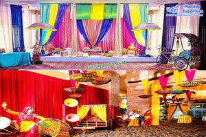 Nuevo Escenario Temático Punjabi Maiyan, Decoración de Escenario Mehndi de Diseño Estadounidense para Ceremonia Punjabi, Accesorios de Decoración de Escenario Mehndi con Temática Punjabi - Product Image 6