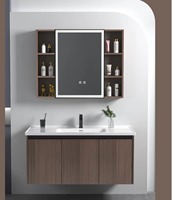 Nouvel espace moderne en alliage d'aluminium utilisé armoires de vanité de salle de bain miroirs de vanité lavabos de salle de bain bassin en céramique avec armoire de salle de bain