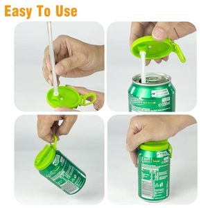 Support en silicone pour canettes de 12 oz avec poignée, couvercles réutilisables pour canettes de soda avec poignée et protège-pailles pour une consommation pratique - Product Image 5