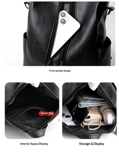 <span class=keywords><strong>Mochila</strong></span> de <span class=keywords><strong>Mujer</strong></span> al por Mayor a Precio Económico, Informal, de Moda, de Cuero PU Negro Suave, Multifuncional, de Diseño de Lujo, para Viaje - Product Image 6