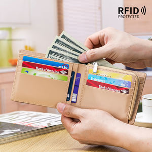 Hochwertige horizontale Vintage Männer pflanzlich gegerbte Leder Brieftasche kurze RFID-Blockierung Kreditkarten halter schlanke Falte Brieftasche Geldbörse - Product Image 3
