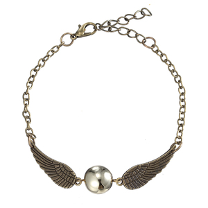 Pulsera de Bolsillo <span class=keywords><strong>Snitch</strong></span> Dorada de Harry Potter, Bola de Quidditch, Aleación de Zinc, Alas Plateadas Antiguas, Joyería de Moda Steampunk Vintage de Película - Product Image 1