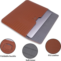 Housse pliable pour ordinateur portable, étui à rabat magnétique en cuir PU grain crocodile, sac de protection étanche pour ordinateur portable de 13/14/15,6 pouces