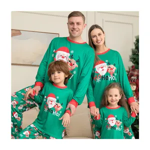מכירה חמה תואמת משפחה חג המולד פיג'מה סנטה קלאוס מכנסיים עליונים שרוולים ארוכים פיג'מות בגדי שינה סטים Pjs
