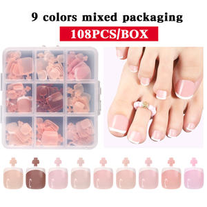 Classique 9 couleurs/boîte Style français doigt et <span class=keywords><strong>pied</strong></span> ongles conseils conception marque privée réutilisable étanche presse sur les ongles - Product Image 4