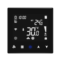 Termostato de bobina de ventilador de pantalla TN de ahorro de energía con botones táctiles sensibles termostato para 3 velocidades de ventilador Wifi AC termostato