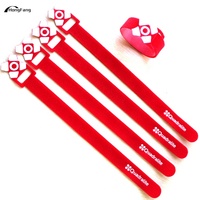 Attaches-câbles réutilisables à boucle réglable double face avec impression de logo personnalisé pour l'organisation des câbles à la maison et au bureau