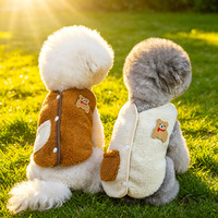 Veste chaude pour chien avec motif d'ours, en polaire douce, avec poche boutonnée, pour l'automne et l'hiver, pour chat, chiot