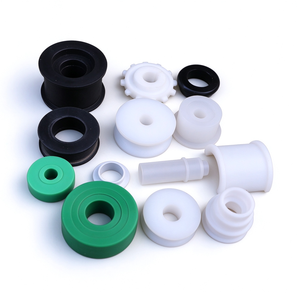 Custom PTFE Counterbore Flange Sleeve CNC Turned Engineering Plastic ...