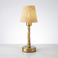 Lampe de table sans fil rechargeable en rotin, LED à intensité variable, base en bambou tressé à la main, veilleuse sans fil pour restaurant, mariage, hôtel