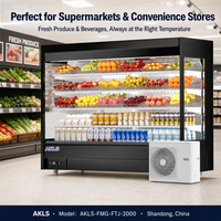 Vitrine réfrigérée commerciale à 5 niveaux, ouverte sur le devant, à refroidissement par air, avec dégivrage automatique, pour fruits, légumes, lait et boissons, pour supermarché