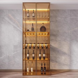 Meuble à vin avec cadre en profilé d'aluminium, étagère de rangement pour vin, vitrine à vin avec porte en verre pour <span class=keywords><strong>bar</strong></span> à domicile, salon - Product Image 6