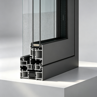 Fenêtre coulissante en alliage d'aluminium noir, double vitrage, profil à rupture de pont thermique, certifiée Energy Star, pour bâtiment de bureaux