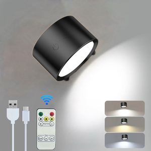 Rechargeable Cordless <b>LED</b> <b>Wall</b> Lamp Remote Control Double Sided <b>Dimmable</b> Night <b>Light</b> Rotatable Bedroom Table Lamp Metal Candle - Product Image 5