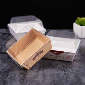 Cấp thực phẩm giấy kraft hình chữ nhật Takeaway khay chứa với nắp nhựa cho Sushi dập nổi và Matt nhiều lớp hộp tráng miệng - Product Image 5
