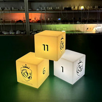 Veilleuse LED cube rechargeable à intensité variable avec logo personnalisé, télécommande, numéro de table personnalisé, code QR, 10cm, 15cm, 20cm