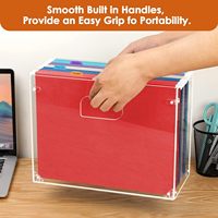 Organisateur de fichiers suspendu de bureau en acrylique transparent portable, boîte de rangement format lettre avec poignées, pour bureau et maison, présentoir pour documents