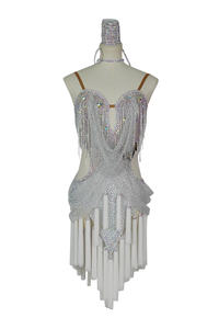 Vestido de Flecos con Tirantes Finos para Baile Latino Vennystyle - Traje de Competición para Adultos con Pedrería para Actuaciones (Edades 14+) - Product Image 6