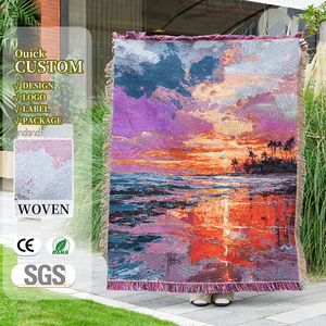 Nhanh Chóng Tùy Biến Dịch Vụ Châu Âu Mỹ Phong Cách Sân Dệt Tấm Thảm Chăn Polyester Bông Bốn Mùa Cho Dã Ngoại - Product Image 1