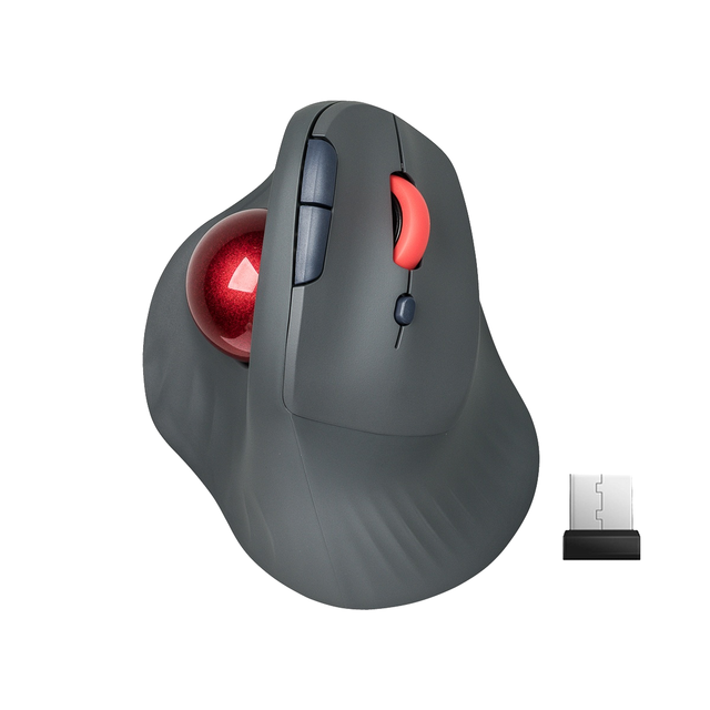 JOMAA Ergonomic Rechargeable BT 2.4G Wireless Trackball Mouse Right Hand Vertical Rollerball 1600 DPI Windows Mac iPad Stock