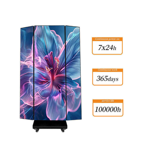 จอโปสเตอร์ LED แบบพับสามตอนเคลื่อนย้ายได้, จอแสดงผล LED สีเต็มรูปแบบความละเอียดสูงสำหรับใช้งานภายในอาคารพร้อมล้อเลื่อน, จอโฆษณาดิจิทัลแบบตั้งพื้น - Product Image 2