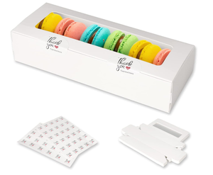 Boîtes à macarons marron OEM ODM avec pelliculage mat, revêtement UV, gaufrage, matériaux recyclés pour 5-7 macarons, 60 autocollants, pour la pâtisserie maison DIY - Product Image 1