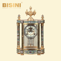 Horloge de grand-père cloisonnée de luxe, plaquée or, classique, motifs floraux exquis, horloge de sol en émail