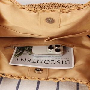 Sac fourre-tout d'été portable résistant à l'eau en paille tressée à la main pour femme, idéal pour la plage et les voyages, avec port USB, vente en gros - Product Image 4