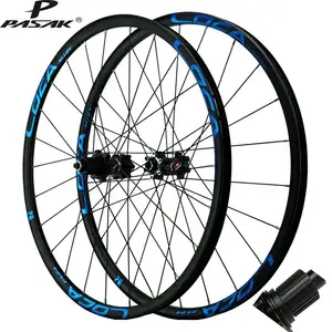 Roues de bicyclette de vtt avec logo réfléchissant, roue de bicyclette 24H, traction à 4 roulements, moyeu de disques, 12 vitesses micro cannelure (MS) 26/27.5/29 "/700C