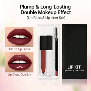 Coffret de maquillage 3 pièces avec logo personnalisé, crayon à lèvres mat imperméable, huile à lèvres et gloss à lèvres - Product Image 2