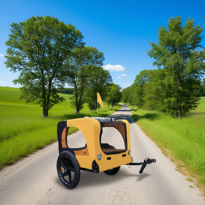 Poussette pliable jaune pour animaux de compagnie, porte-chien, remorque de vélo D0100HXFDEX, modèle de transport durable pour l'extérieur - Product Image 2